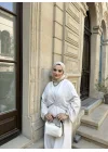 NATURAL KETEN BAĞLAMALI ELBİSE BEJ