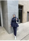 NERVÜR DETAYLI TAKIM LACİVERT