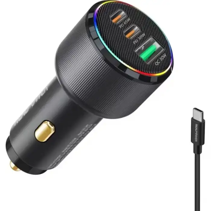 Realpower 125W Hızlı Araç Şarjı + Type-C Den Type-C Kablo Rp-Cc125W