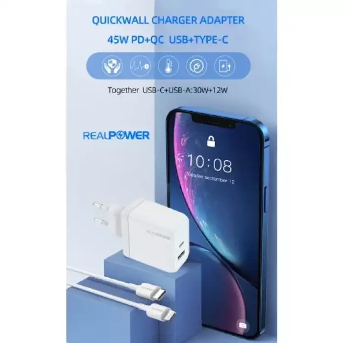 Realpower 45W Gan Siyah Seyahat Hızlı Şarj Aleti Rp-Cg45B