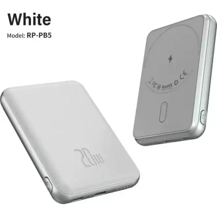 Realpower 5000Mah 20W Magsafe Taşınabilir Beyaz Powerbank Rp-Pb5
