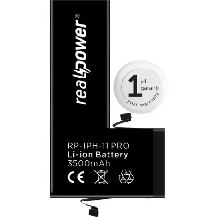 Realpower Apple Uyumlu iPhone 11 Pro Yüksek Kapasiteli Batarya 3046Mah