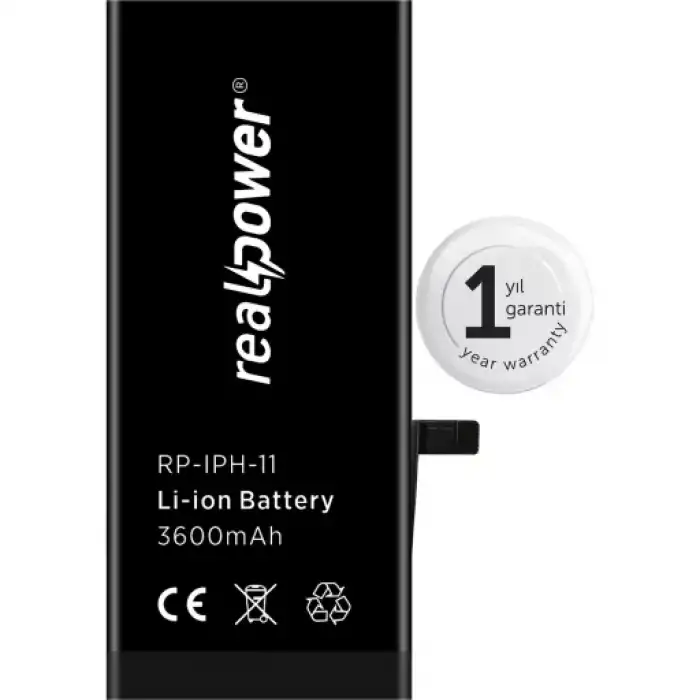 Realpower Apple Uyumlu iPhone 11 Yüksek Kapasiteli Batarya 3580Mah