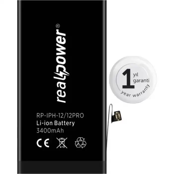 Realpower Apple Uyumlu iPhone 12 Pro Yüksek Kapasiteli Batarya 2815Mah