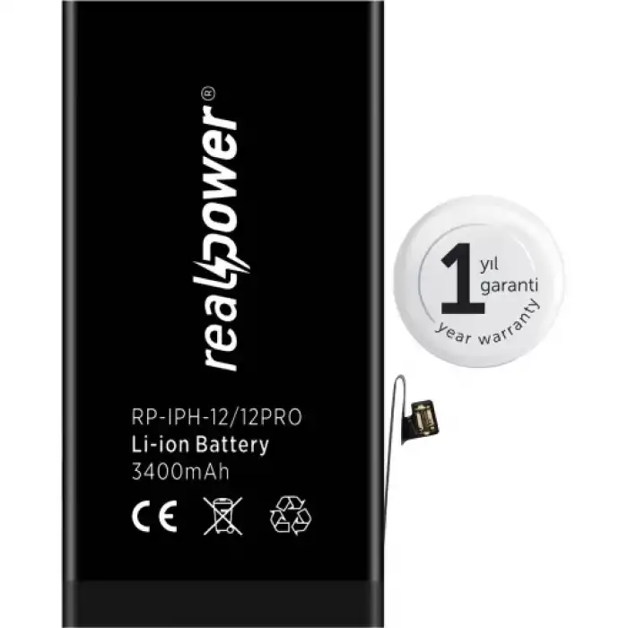 Realpower Apple Uyumlu iPhone 12 Yüksek Kapasiteli Batarya 2815Mah