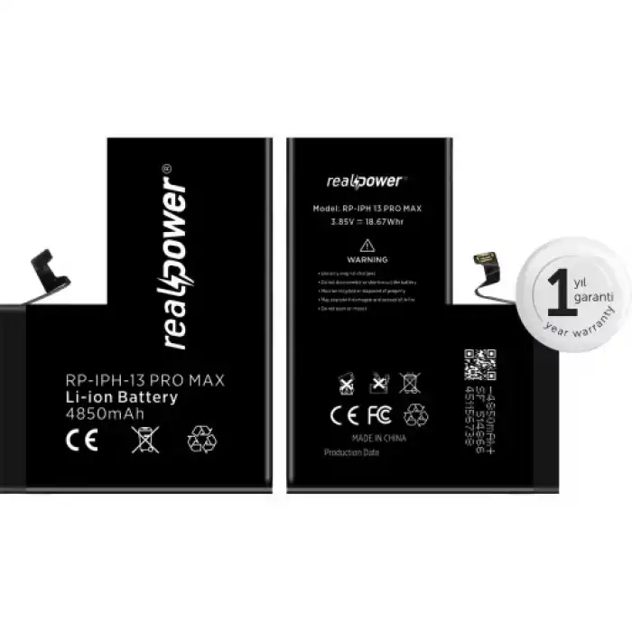 Realpower Apple Uyumlu iPhone 13 Pro Max Yüksek Kapasiteli Batarya 4352Mah
