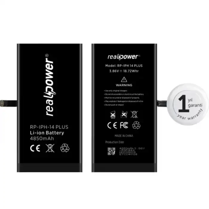 Realpower Apple Uyumlu iPhone 14 Plus Yüksek Kapasiteli Batarya