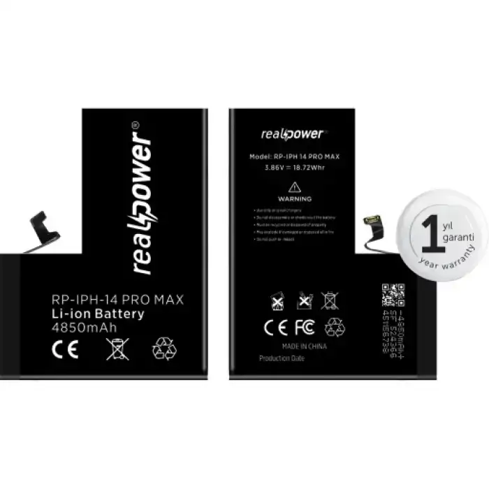 Realpower Apple Uyumlu iPhone 14 Pro Max Yüksek Kapasiteli Batarya