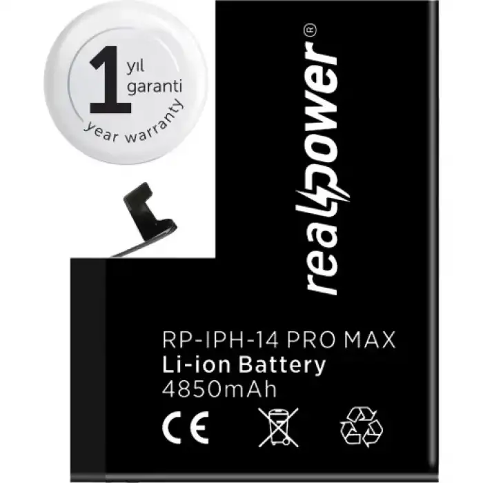 Realpower Apple Uyumlu iPhone 14 Pro Max Yüksek Kapasiteli Batarya