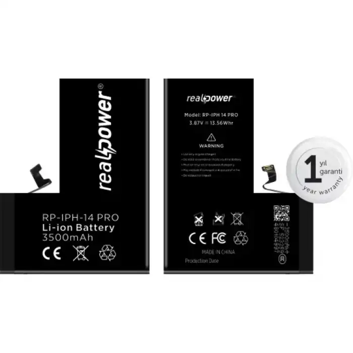 Realpower Apple Uyumlu iPhone 14 Pro Yüksek Kapasiteli Batarya