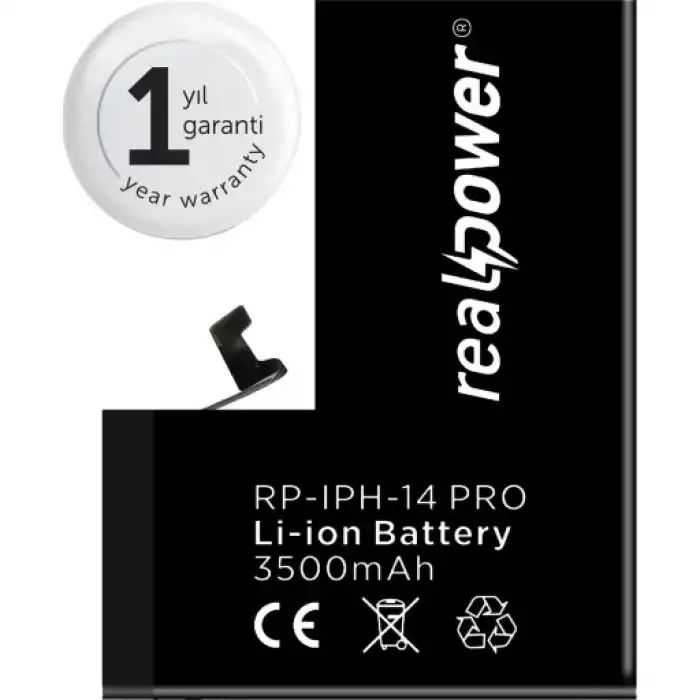 Realpower Apple Uyumlu iPhone 14 Pro Yüksek Kapasiteli Batarya