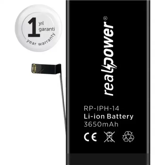 Realpower Apple Uyumlu iPhone 14 Yüksek Kapasiteli Batarya