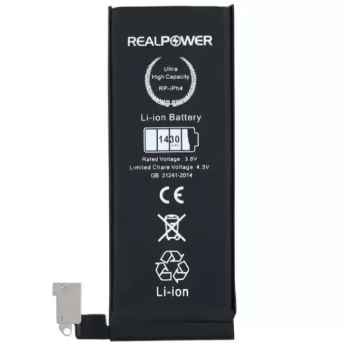 Realpower Apple Uyumlu iPhone 4 Yüksek Kapasiteli Batarya 1430Mah