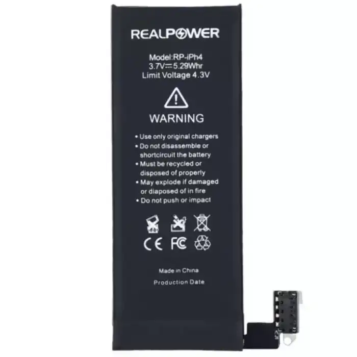 Realpower Apple Uyumlu iPhone 4 Yüksek Kapasiteli Batarya 1430Mah