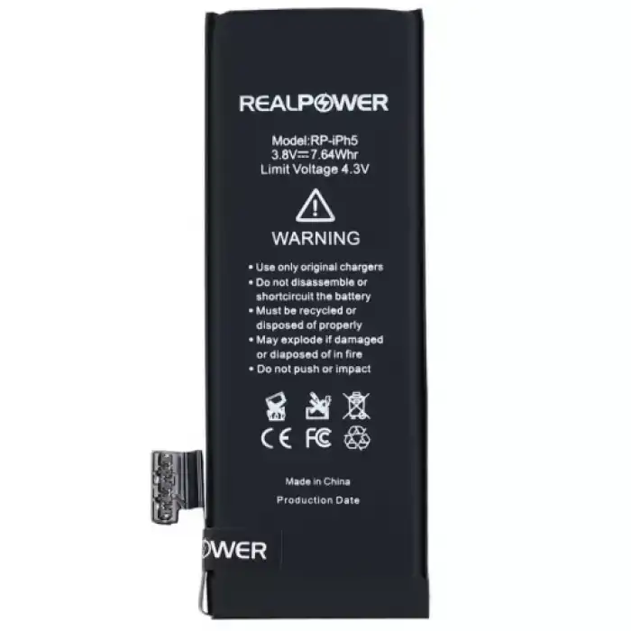 Realpower Apple Uyumlu iPhone 5 Yüksek Kapasiteli Batarya 2010Mah