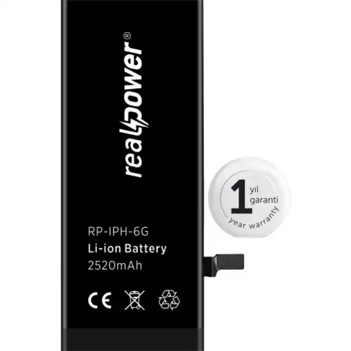 Realpower Apple Uyumlu iPhone 6 Yüksek Kapasiteli Batarya 2300Mah