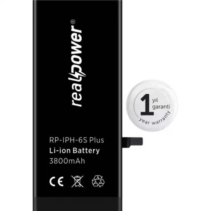 Realpower Apple Uyumlu iPhone 6S Plus Yüksek Kapasiteli Batarya 3800Mah