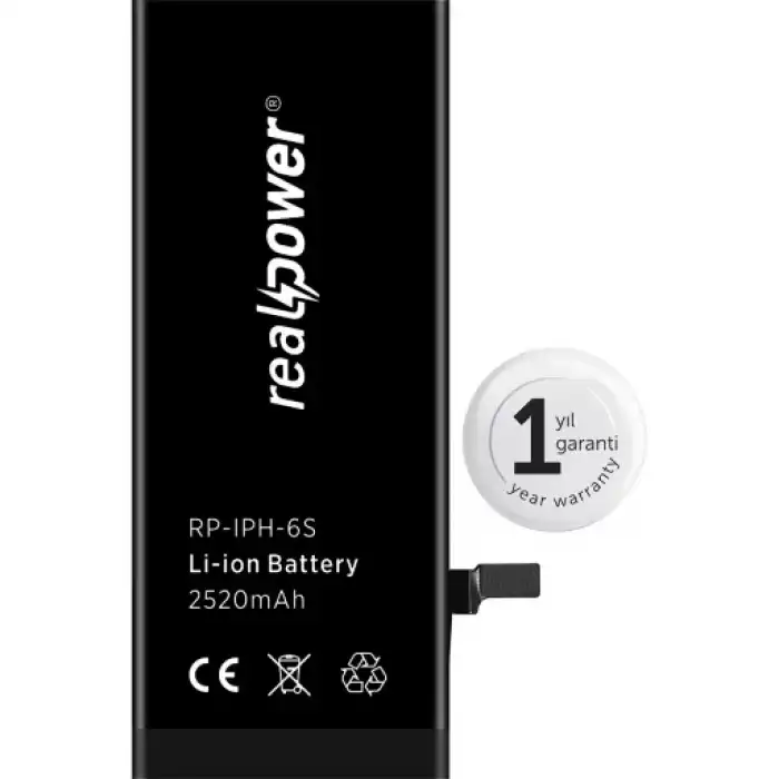 Realpower Apple Uyumlu iPhone 6S Yüksek Kapasiteli Batarya 2520Mah