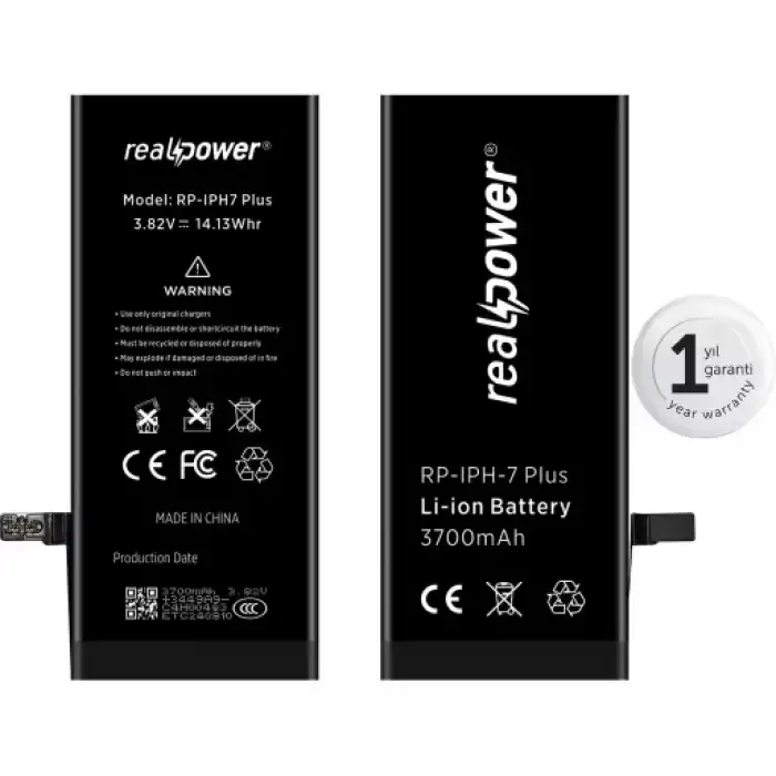 Realpower Apple Uyumlu iPhone 7 Plus Yüksek Kapasiteli Batarya 3700Mah