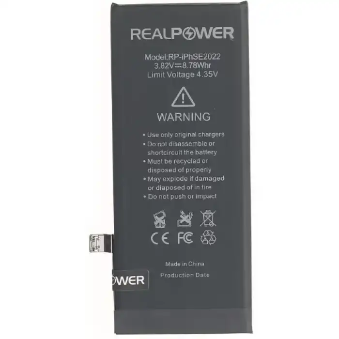 Realpower Apple Uyumlu iPhone Se 2022 Yüksek Kapasiteli Batarya