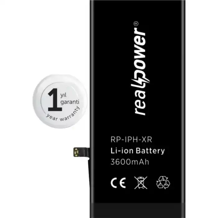Realpower Apple Uyumlu iPhone Xr Yüksek Kapasiteli Batarya 3530Mah