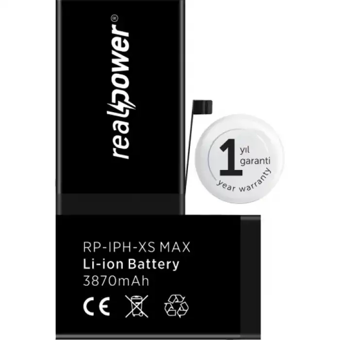 Realpower Apple Uyumlu iPhone Xs Max Yüksek Kapasiteli Batarya 3710Mah