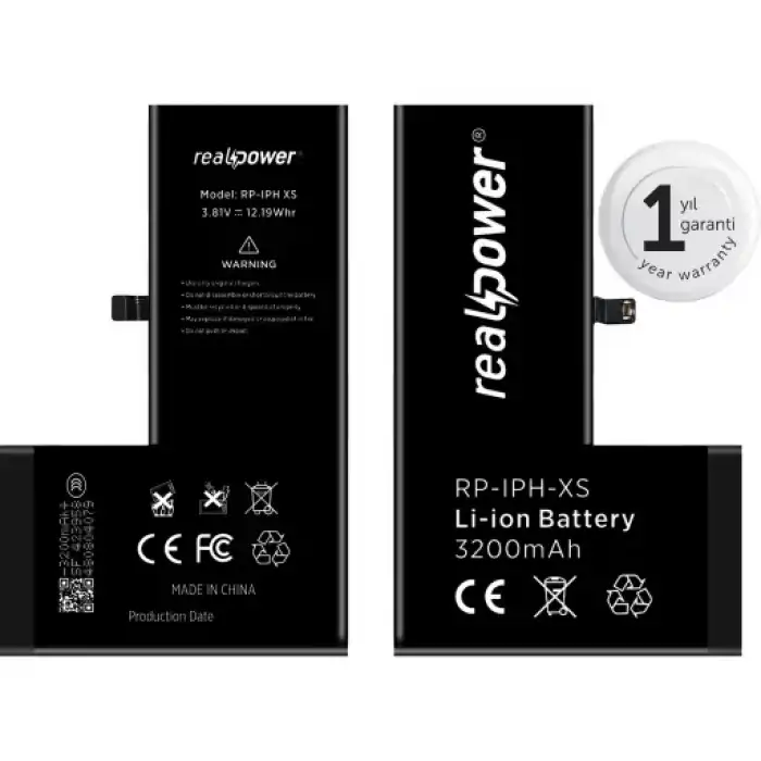 Realpower Apple Uyumlu iPhone Xs Yüksek Kapasiteli Batarya 3050Mah