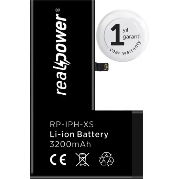 Realpower Apple Uyumlu iPhone Xs Yüksek Kapasiteli Batarya 3050Mah