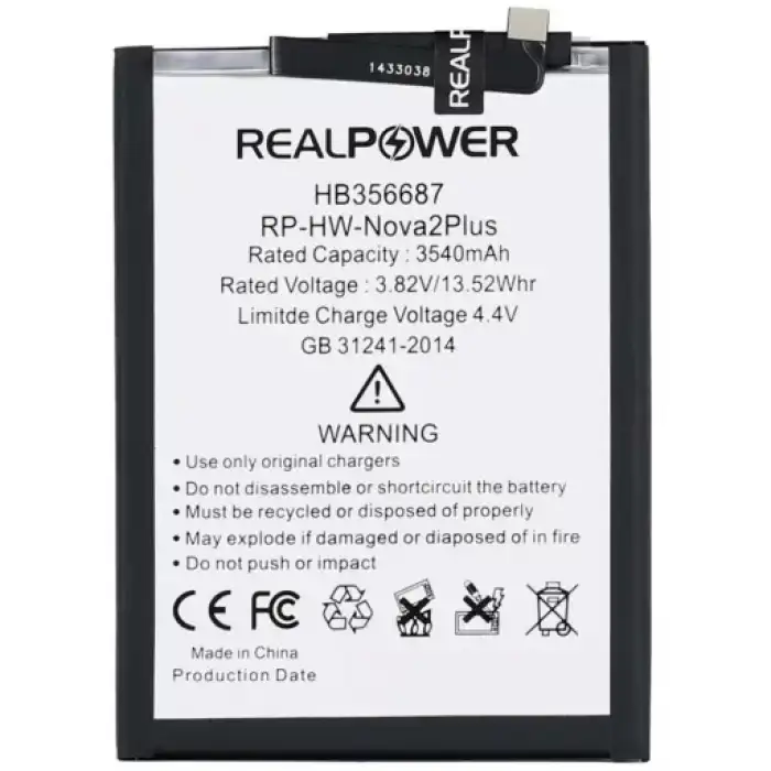 Realpower Huawei Uyumlu Nova 2 Plus Batarya 3540Mah