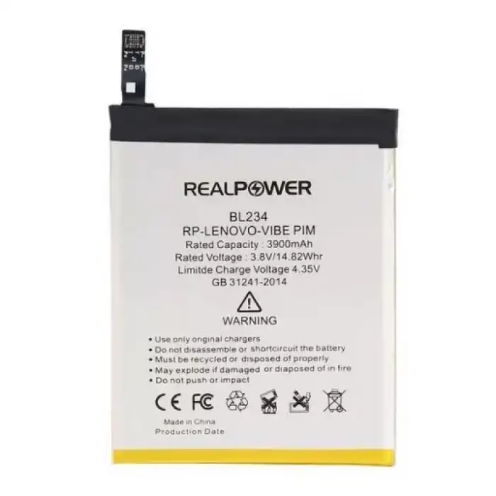 Realpower Lenovo Uyumlu P1M Batarya 3900Mah