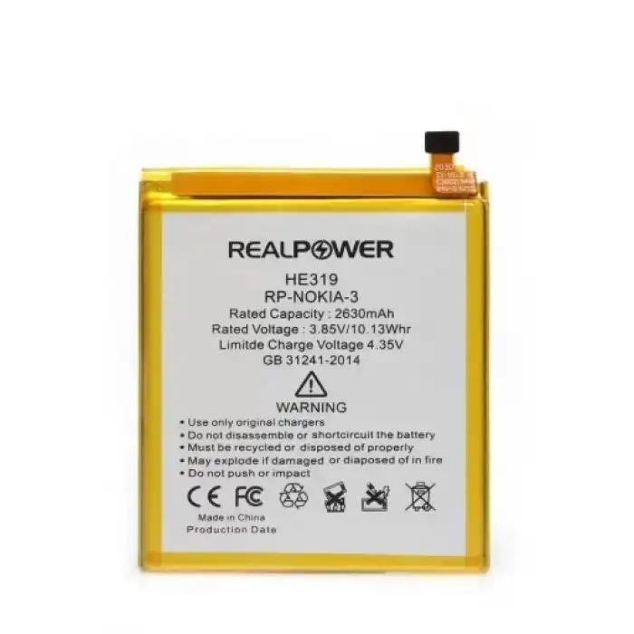 Realpower Nokia Uyumlu 3 Batarya 2630Mah