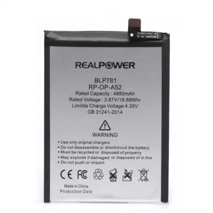 Realpower Oppo Uyumlu A52 Batarya 4880Mah