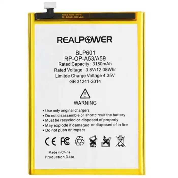 Realpower Oppo Uyumlu A53 Batarya 3180Mah