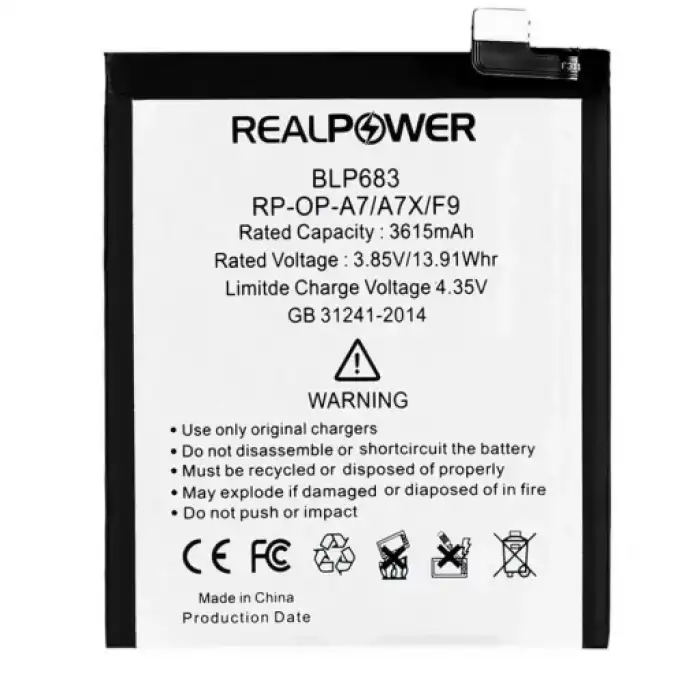 Realpower Oppo Uyumlu F9 Batarya 3615Mah