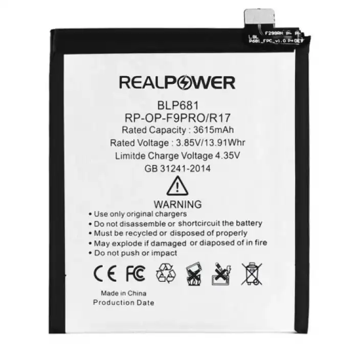 Realpower Oppo Uyumlu F9 Pro Batarya 3615Mah