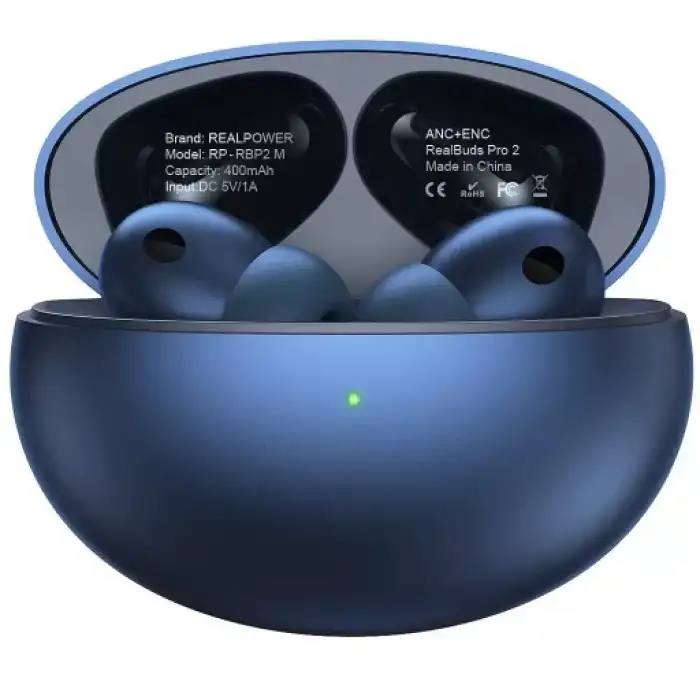 Realpower Realbuds Pro 2 Anc + Enc Gürültü Önleyici Gerçek Kablosuz Tws Mavi Bluetooth Kulaklık Rp-Rbp2M