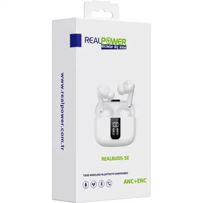 Realpower Realbuds Se Anc + Enc Gürültü Önleyici Gerçek Kablosuz Tws Beyaz Bluetooth Kulaklık Rp-Rbsew