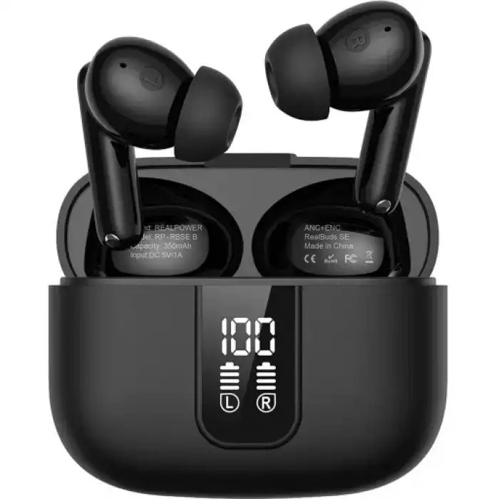 Realpower Realbuds Se Anc + Enc Gürültü Önleyici Gerçek Kablosuz Tws Siyah Bluetooth Kulaklık Rp-Rbseb