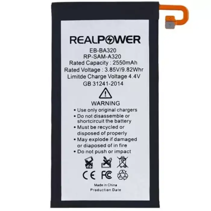 Realpower Samsung Uyumlu Galaxy A3 2017 A320 Batarya 2550Mah