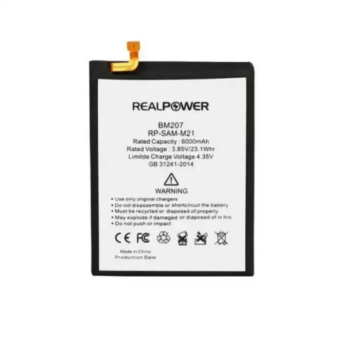 Realpower Samsung Uyumlu Galaxy M21 M215 Batarya 6000Mah