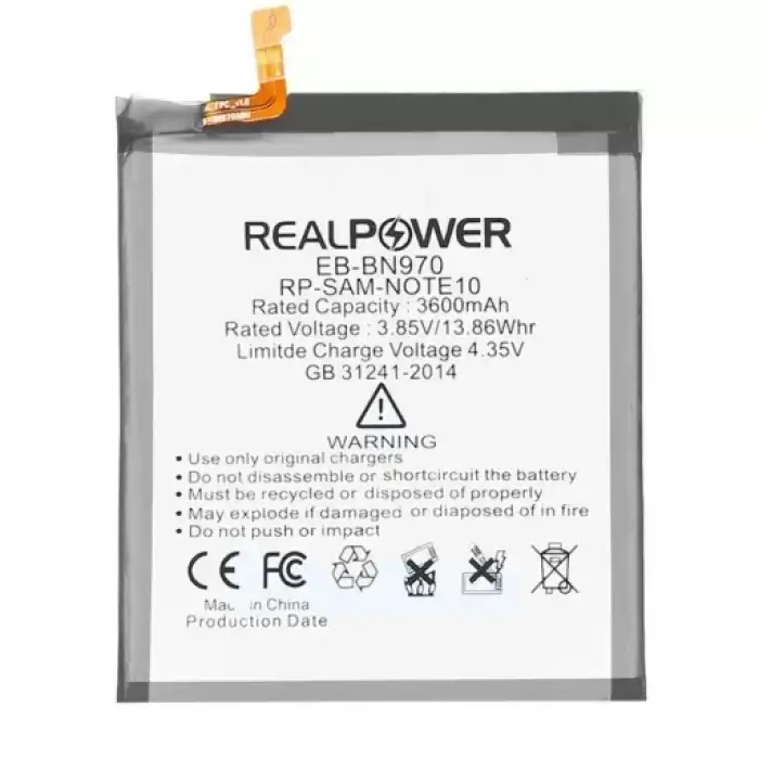 Realpower Samsung Uyumlu Galaxy Note 10 N970 Batarya 3600Mah