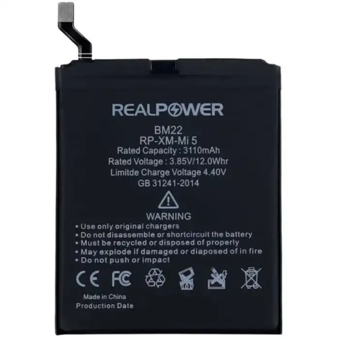 Realpower Xiaomi Uyumlu Mi 5 Batarya 3110Mah