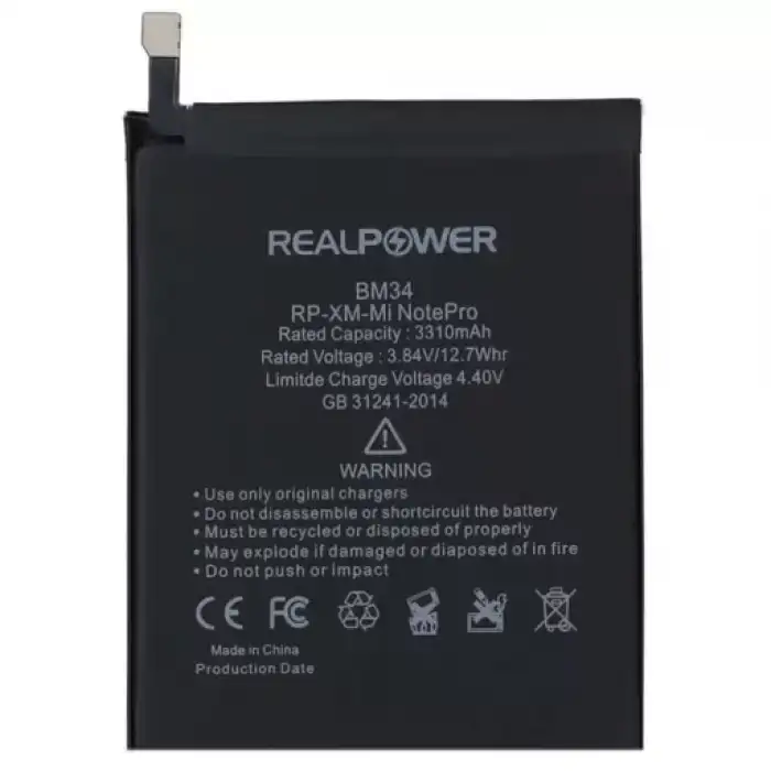 Realpower Xiaomi Uyumlu Mi Note Pro Batarya 3310Mah
