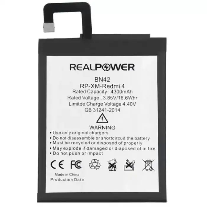 Realpower Xiaomi Uyumlu Redmi 4 Batarya 4300Mah