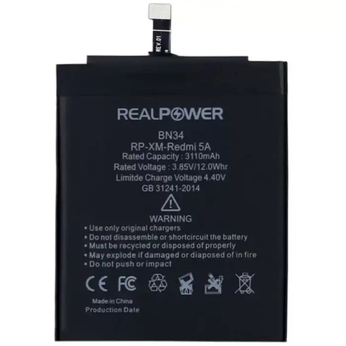 Realpower Xiaomi Uyumlu Redmi 5A Batarya 3110Mah