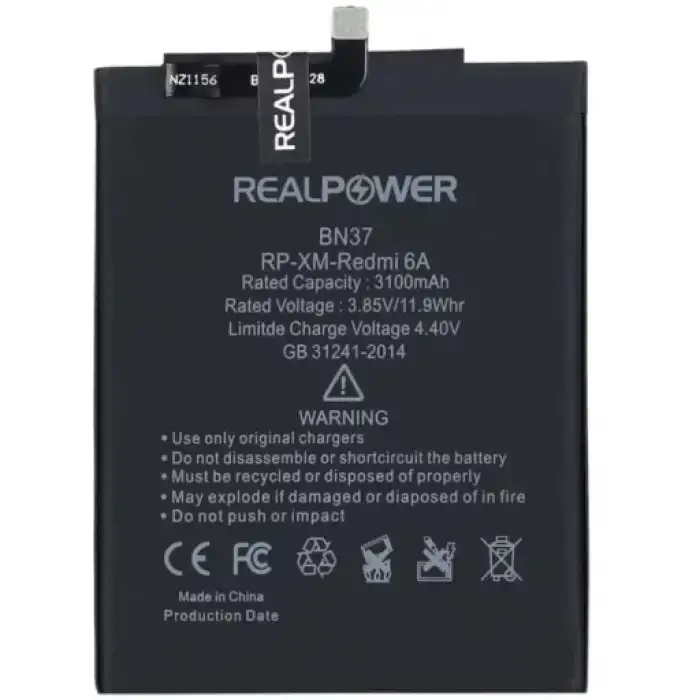 Realpower Xiaomi Uyumlu Redmi 6A Batarya 3100Mah