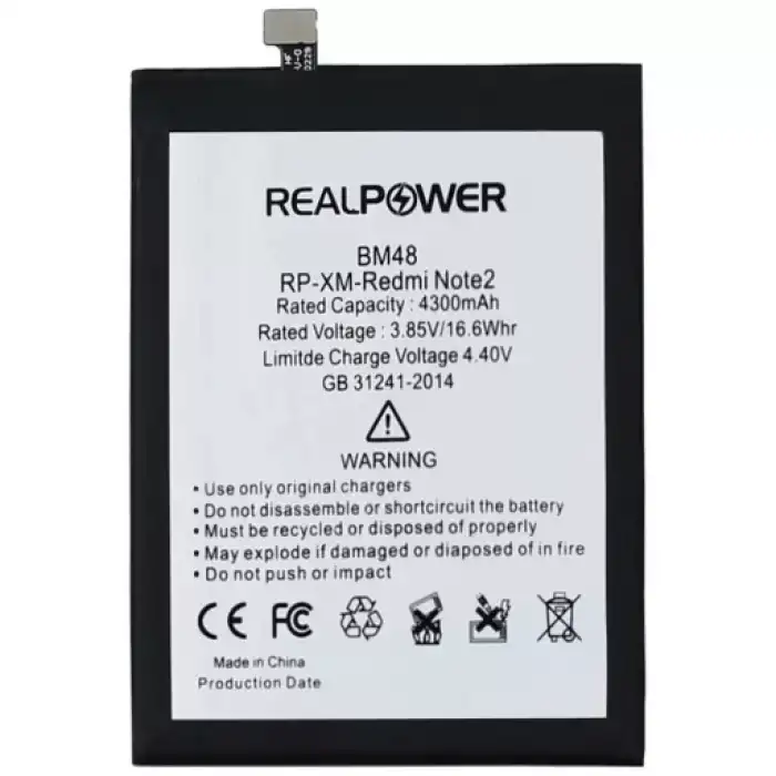 Realpower Xiaomi Uyumlu Redmi Note 2 Batarya 4300Mah