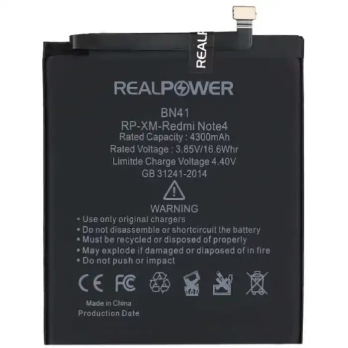 Realpower Xiaomi Uyumlu Redmi Note 4 Batarya 4300Mah