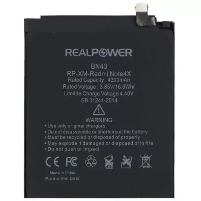 Realpower Xiaomi Uyumlu Redmi Note 4X Batarya 4300Mah