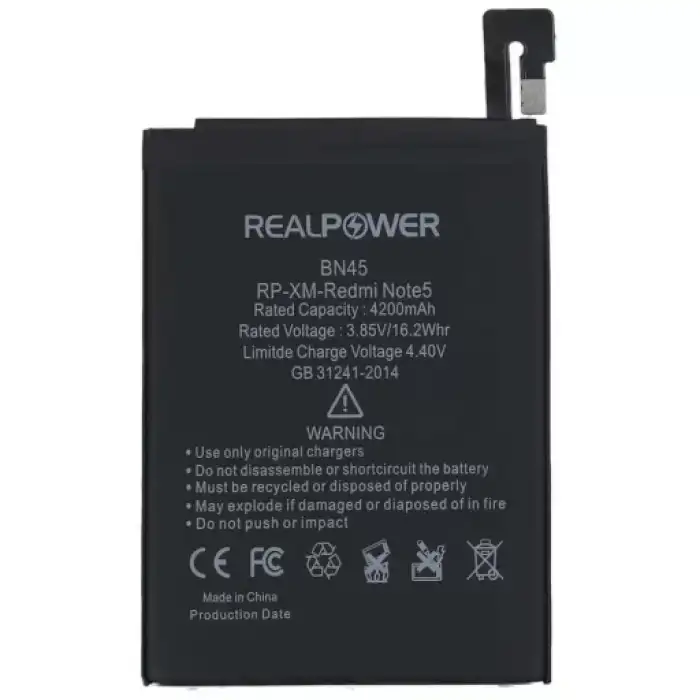 Realpower Xiaomi Uyumlu Redmi Note 5 Batarya 40200Mah